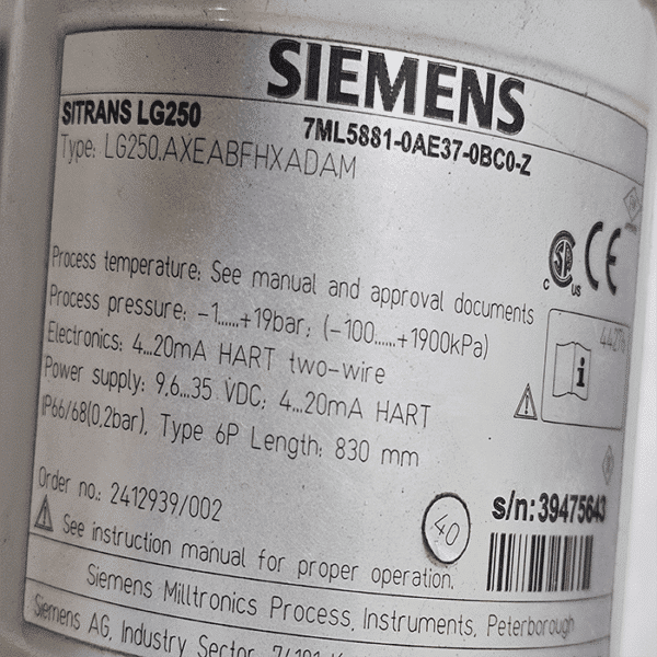 ترنسمیتر رادار موج هدایت شونده Siemens 7ML5881-0AE37-0BC0-Z - تصویر 2